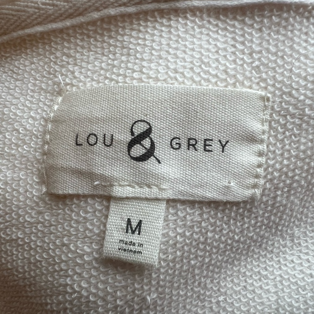 Lou & Grey Ivory Palm Tree Embroidered lightweight Soft Hooded Pullover Size M - Picture 3 of 5